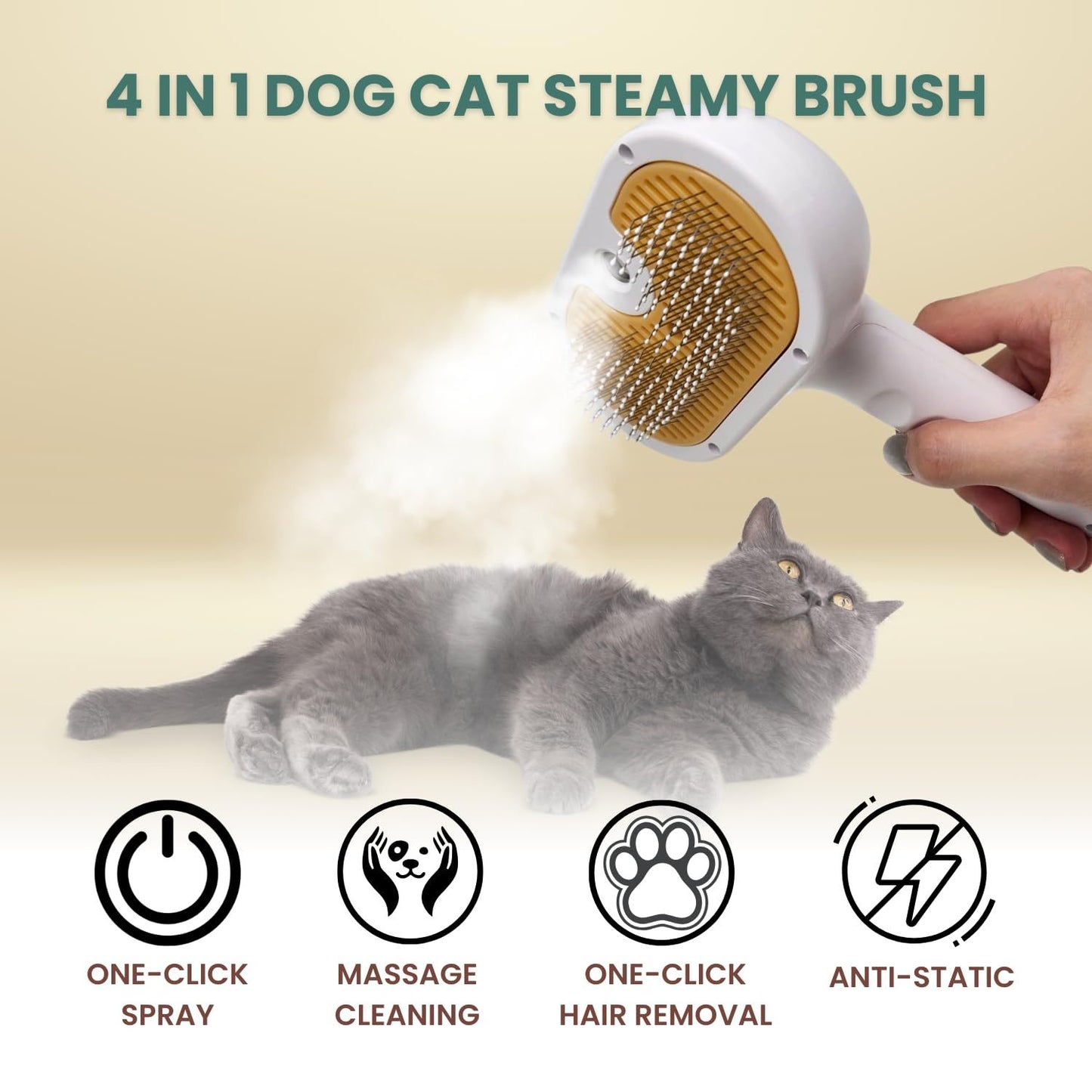 Mist Brush For Short Long Haired Dogs/Cats  | Slicker Brush With Spray For Pet Grooming
