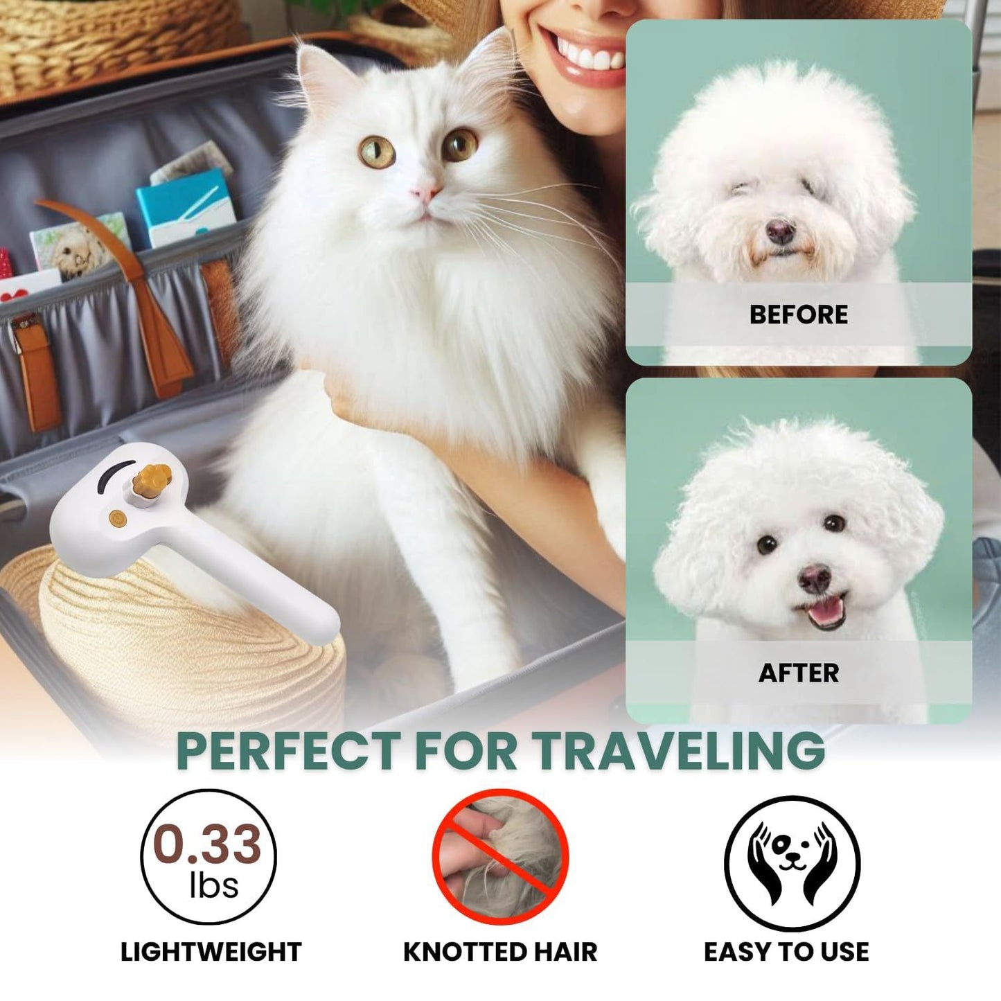 Mist Brush For Short Long Haired Dogs/Cats  | Slicker Brush With Spray For Pet Grooming