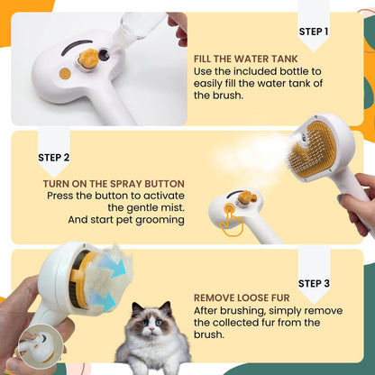 Mist Brush For Short Long Haired Dogs/Cats  | Slicker Brush With Spray For Pet Grooming