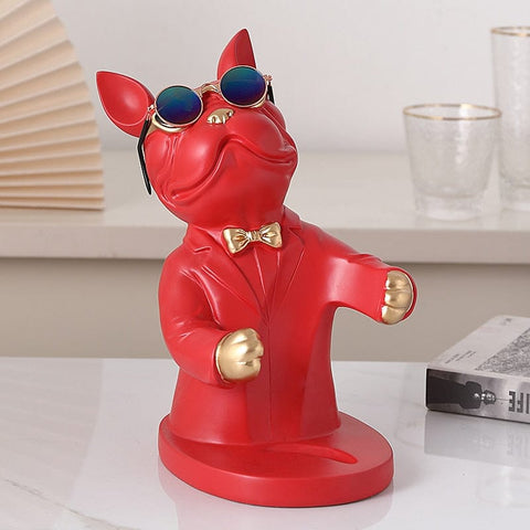 Home Decoration Accessory Figurine Miniature French Bulldog Sculpture Wine Rack Table Decor Modern Living Room Decorative Statue Handmade Exclusive Decorative Item - Statnmore-7861