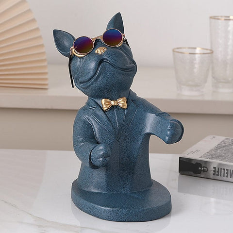 Home Decoration Accessory Figurine Miniature French Bulldog Sculpture Wine Rack Table Decor Modern Living Room Decorative Statue Handmade Exclusive Decorative Item - Statnmore-7861