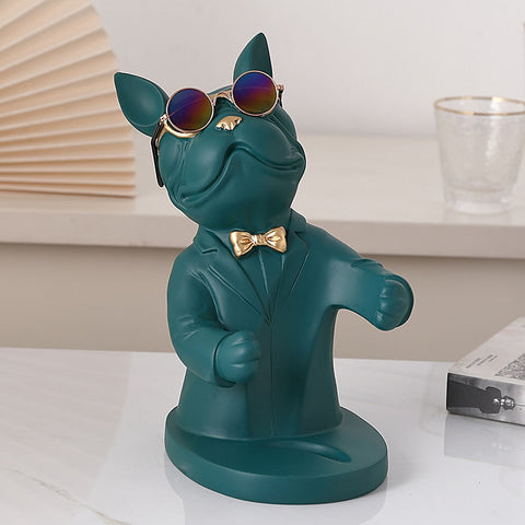 Home Decoration Accessory Figurine Miniature French Bulldog Sculpture Wine Rack Table Decor Modern Living Room Decorative Statue Handmade Exclusive Decorative Item - Statnmore-7861