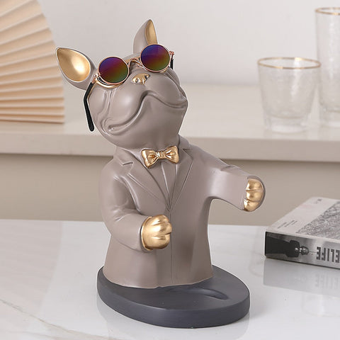 Home Decoration Accessory Figurine Miniature French Bulldog Sculpture Wine Rack Table Decor Modern Living Room Decorative Statue Handmade Exclusive Decorative Item - Statnmore-7861