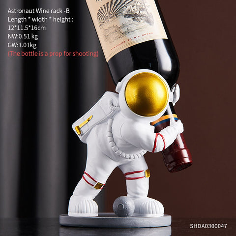 Hanging Wine Glass Holder Astronaut Wine Rack Wine Bottle Glass Holder Mold Creative Wine Bottle Rack Holder Home Decoration - Statnmore-7861