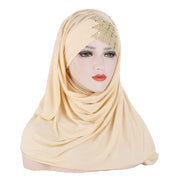 2021 New Product Sequin Splicing Women Hijab Scarf Muslim Lady Hijab Caps Islam Clothing Malaysia Solid Shawl Headscarves - Statnmore-7861