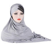 2021 New Product Sequin Splicing Women Hijab Scarf Muslim Lady Hijab Caps Islam Clothing Malaysia Solid Shawl Headscarves - Statnmore-7861