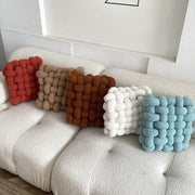 Fashion New Soft Plush Knot Seat Cushion Home Wool Solid Color Sofa Bed Decoration Pillow Square Hand Woven Office Chair Cushion - Statnmore-7861