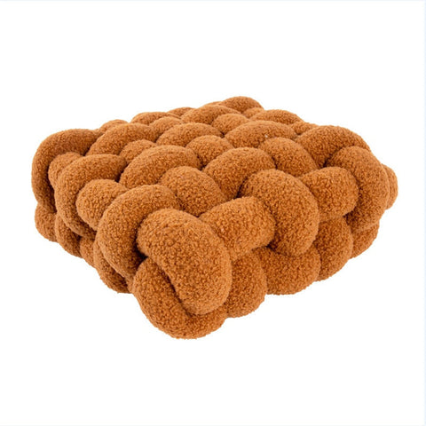 Fashion New Soft Plush Knot Seat Cushion Home Wool Solid Color Sofa Bed Decoration Pillow Square Hand Woven Office Chair Cushion - Statnmore-7861