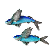 2pcs Metal Flying Fish Wall Decor Sculpture Coastal Art Hanging Glass for Indoor Bathroom Outdoor Beach Garden Living Room - Statnmore-7861